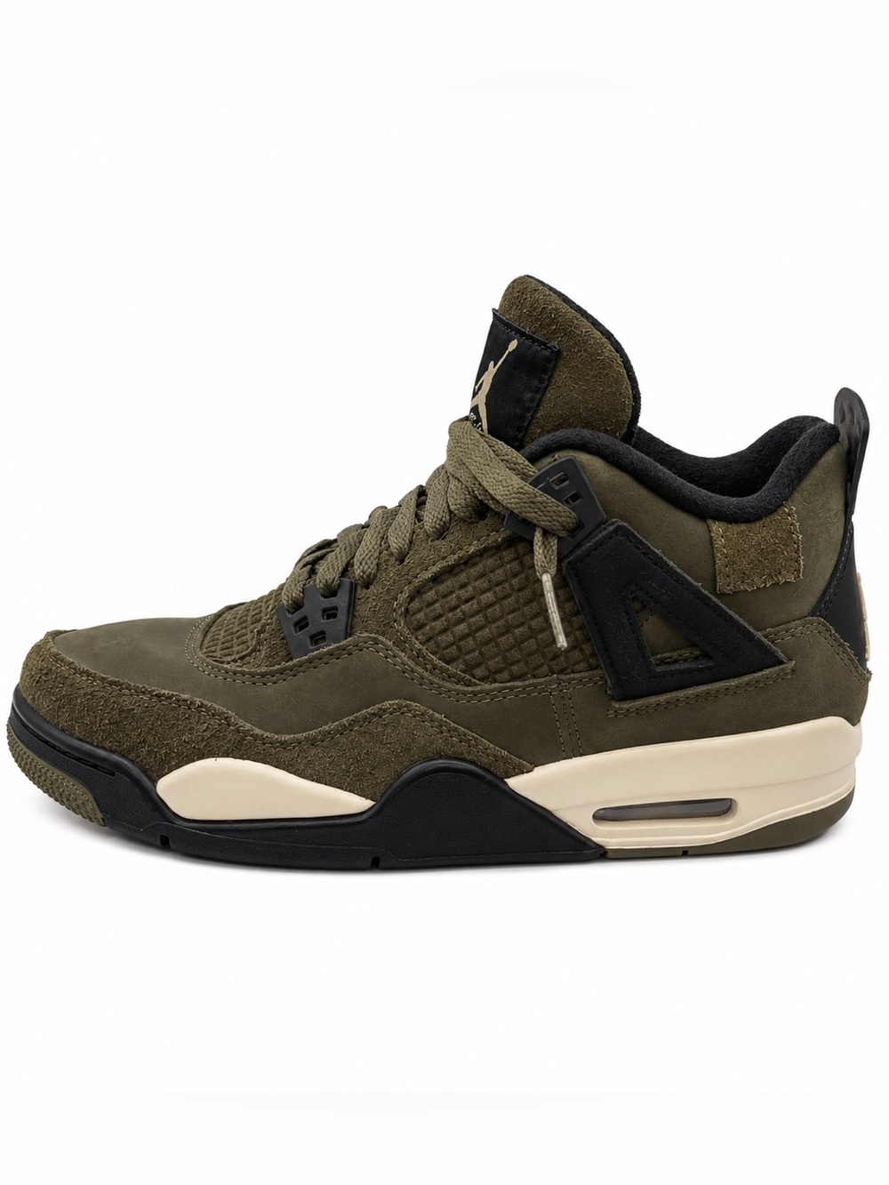 Jordan Olive Green and Black Suede High-Top Sneakers